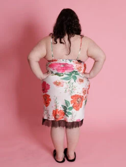 Kilo Brava The Satin Midi Slip -Elomi Underwear Shop 16038TheSatinMidiSlipFloralPrintBackEdit