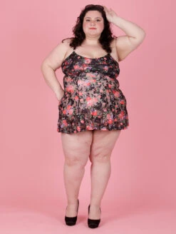 Kilo Brava The Lace Retro Chemise -Elomi Underwear Shop 16040BlackFloralRetroChemiseBlackFloralFrontEdited2