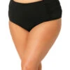 Anne Cole High Waist Tummy Control Plus Size Bikini Brief -Elomi Underwear Shop 23PB33601AnneColePlusSizeHighWaistTummyControlBottomBlackFrontEdit