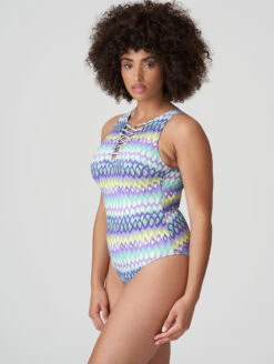 PrimaDonna Holiday Plunge Lace Up One Piece Swimsuit -Elomi Underwear Shop 4007145HolidaySpecialSwimsuitMezcalitaBlueSide
