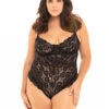 Oh La La Cheri Page Lace Teddy -Elomi Underwear Shop 51 11053 X PageLaceTeddyBlackFrontPlus