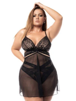 Mapale 3 In 1 Babydoll 15 Mapale 3 In 1 Babydoll -Elomi Underwear Shop 7489X2in1Babydoll2PieceSetBlackFrontEditedPlus