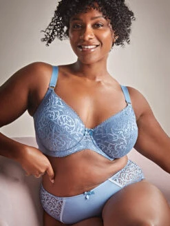 Sculptresse Estel Deep Brief -Elomi Underwear Shop 9686EstelPlungeBraDuskBlueFrontLifestyleEdit