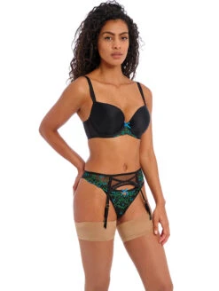 Freya Show Off Suspender -Elomi Underwear Shop AA401631PlungeBraAA401691SuspenderAA401670ThongBlackSide