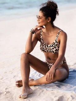 Freya Animal Instinct High Leg Swim Brief -Elomi Underwear Shop AS203914BikiniTopNaturalFrontLifestyle2 f7f7fcf4 aa15 4983 b97b d7dc638d1dfe