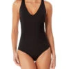 Anne Cole Crossback One Piece Swimsuit -Elomi Underwear Shop AnneColeCrossbackShirredOnePiece23MO09101BlackFront