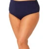 Anne Cole Shirred Hi-Low Plus Swim Bottom -Elomi Underwear Shop AnneColeHighWaistShirredPlusSwimBottomMYPB36001NavyFront
