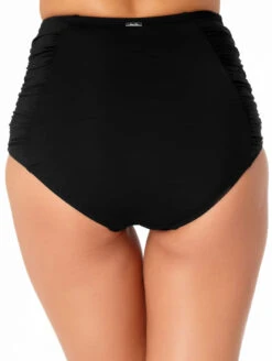 Anne Cole Live In Color Hi-Waist Bottom 7 Anne Cole Live In Color Hi-Waist Bottom -Elomi Underwear Shop AnneColeResortShirredHighWaistBottomBlackMMMP33601Back