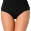 Anne Cole Live In Color Hi-Waist Bottom -Elomi Underwear Shop AnneColeResortShirredHighWaistBottomBlackMMMP33601Front