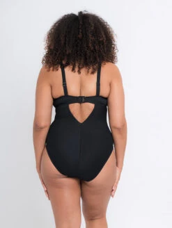 Curvy Kate Twist And Shout Non Wire One Piece Swimsuit -Elomi Underwear Shop CS024606NonWireOnePieceSwimsuitBlackBackEdited