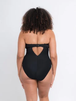 Curvy Kate Twist And Shout Non Wire One Piece Swimsuit -Elomi Underwear Shop CS024606NonWireOnePieceSwimsuitBlackBackHalterEdited