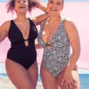 Curvy Kate Sundown Reversible One Piece Swimsuit -Elomi Underwear Shop CS025607SundownReversiblePlungeOnePieceBlackFrontEditLifestyle