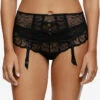 Chantelle Fleurs Garter Belt -Elomi Underwear Shop ChantelleFleursGarterBeltBlack12M7Front