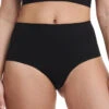Chantelle Smooth Comfort High Waist Thong -Elomi Underwear Shop ChantelleSmoothComfortHighWaistThong10U9BlackFront