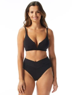 Coco Reef Cross Over Bikini Bottom -Elomi Underwear Shop CocoReefPlungeBikiniTopU95496BlackCrossOverBikiniBottomU95480FrontSet