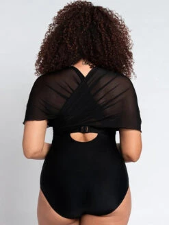 Curvy Kate Wrapsody One Piece Bandeau Swimsuit -Elomi Underwear Shop CurvyKateWrapsodySwimSuitBlackCS005600BackAlt