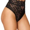 Dreamgirl High Waist Lace Thong -Elomi Underwear Shop DreamgirlHighWaistLaceThongBlack1477XFront