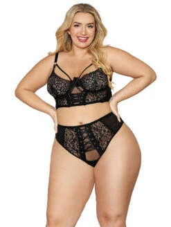 Dreamgirl Lace Up Bralette Set -Elomi Underwear Shop DreamgirlLaceUpBraletteSetBlack12163XFrontPlus