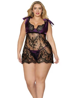 Dreamgirl Lace & Satin Chemise 8 Dreamgirl Lace & Satin Chemise -Elomi Underwear Shop DreamgirlLaceandSatinChemise12692 X FrontPlus