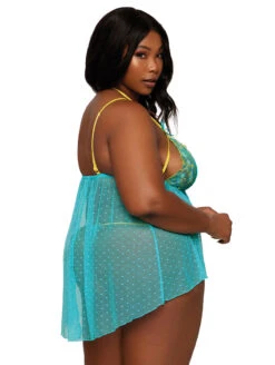 Dreamgirl Mesh Babydoll -Elomi Underwear Shop DreamgirlMeshBabydoll12972XOceanBluePlusSide