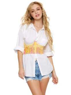 Dreamgirl Mesh Teddy -Elomi Underwear Shop DreamgirlMeshTeddy12973XCitrusFrontAlt