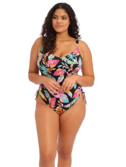 Elomi Tropical Falls Non Wire One Piece Swimsuit -Elomi Underwear Shop ES801543ElomiTropicalFallsNonWireOnePieceBlackFrontEdited