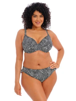 Elomi Pebble Cove Plunge Bikini Top -Elomi Underwear Shop ElomiPebbleCovePlungeBikiniTopES801102HighLegBikiniBriefES801185BlackSetFront