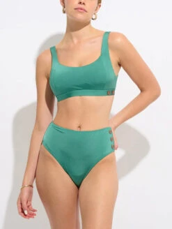 Everyday Sunday Square Neck Crop Top -Elomi Underwear Shop EverydaySundayShadyGladeGreenSquareNeckCropTopESFL0043TGreenShadyGladeHighWaistBottomESFL0016BSet