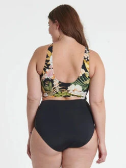 Everyday Sunday Wrap One Piece Plus Swimsuit -Elomi Underwear Shop EverydaySundayWrapOnePiecePlusSwimsuitESBEAW00964DBlackBirdBack