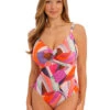 Fantasie Aguada Beach Twist Front One Piece Swimsuit 2 Fantasie Aguada Beach Twist Front One Piece Swimsuit -Elomi Underwear Shop FantasieAguadaBeachOnePieceSwimsuitSunriseFS502931Front