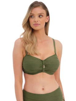 Fantasie Beach Waves Bandeau Bikini Top -Elomi Underwear Shop FantasieBeachWavesBandeauTopOliveFS502210FrontAlt2