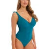 Fantasie Ottawa Plunge One Piece Swimsuit -Elomi Underwear Shop FantasieOttawaPlungeOnePieceSwimsuitFS6496PetrolFront