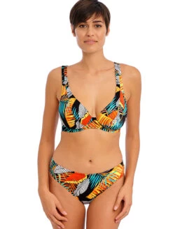Freya Samba Nights High Apex Bikini Top -Elomi Underwear Shop FreyaSambaNightsHighApexBikiniTopAS204413BikiniBriefAS204470MultiLeavesSet