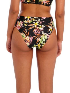 Freya Savana Sunset Hi-Waist Bikini Brief -Elomi Underwear Shop FreyaSavannaSunsetHighWaistBikiniBriefAS204178BlackMultiFloralBack