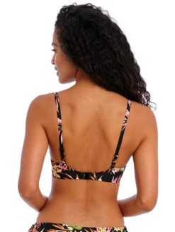Freya Savana Sunset Plunge Bikini Top -Elomi Underwear Shop FreyaSavannaSunsetPlungeBikiniTopAS204127BlackMultiFloralBack