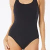 Gabar Cross Back One Piece Swimsuit -Elomi Underwear Shop GabarSWimCrossBackBlackG4H419Front