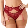 Gossard Superboost Lace Suspender -Elomi Underwear Shop GossardSuperboostLaceSuspender7712CranberryRaspberrySorbetFront