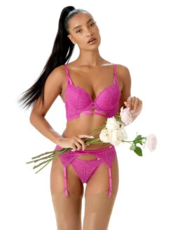 Gossard Suspense Garter Belt -Elomi Underwear Shop GossardSuspenseGarterBelt19902PaddedPlungeBra19901GarterBelt19902FuchsiaFront