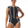 Beach House Zip Front One Piece Swimsuit -Elomi Underwear Shop H22718ZipFrontOncePieceBlackFrontEdit