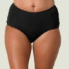Jantzen Essentials Side Shirred Comfort Core Bikini Brief -Elomi Underwear Shop JZ21002HSideShirredComfortCoreBottomBlackFront
