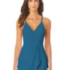 Anne Cole Surplice Swim Dress -Elomi Underwear Shop MYMD61001AnneColeUWSurpliceSwimDressDeepSeaFrontEdit