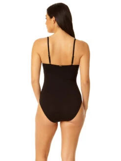 Anne Cole Shirred Maillot One Piece Swimsuit -Elomi Underwear Shop MYMO05701ShirredMaillotOnePieceSwimsuitBlackBack