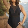 Panache Onyx Chic Plunge One Piece -Elomi Underwear Shop PanacheOnyxChicOnePieceSWimsuitBlackSW1910Fashion