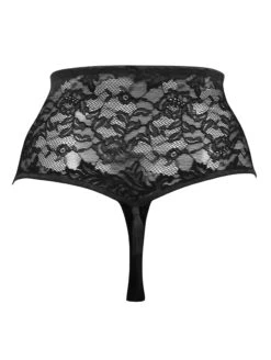 Pour Moi For Your Eyes Only High Waist Crotchless Thong -Elomi Underwear Shop PourMoiForYourEyesOnlyHighWaistCrotchlessThongBlack22805BackCutOut