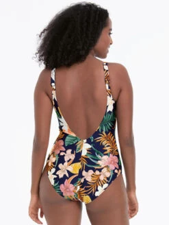Rosa Faia Front Zip One Piece Swimsuit -Elomi Underwear Shop RosaFaiaFrontZipOnePieceSwimsuitDeepLagoonBack