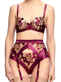Dita Von Teese Rosabelle Garter Belt -Elomi Underwear Shop RosabelleDarkCherryfullbody