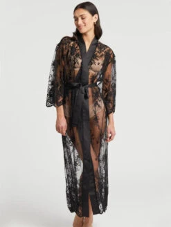 Rya Collection Darling Robe -Elomi Underwear Shop RyaCollectionDarlingRobeBlack220 X Front