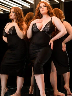 Scantilly By Curvy Kate After Hours Slip Dress -Elomi Underwear Shop SN025326AfterHoursSlipDressBlackFrontFashion