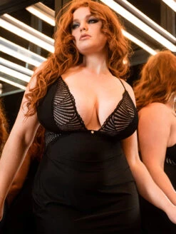 Scantilly By Curvy Kate After Hours Slip Dress -Elomi Underwear Shop SN025326AfterHoursSlipDressBlackFrontFashion2
