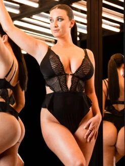 Scantilly By Curvy Kate After Hours Teddy 9 Scantilly By Curvy Kate After Hours Teddy -Elomi Underwear Shop SN025327AfterHoursTeddyBlackFrontFashion